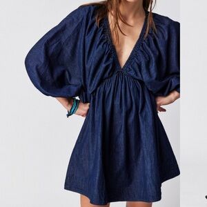 Free People Portia Denim Mini Dress Size Small